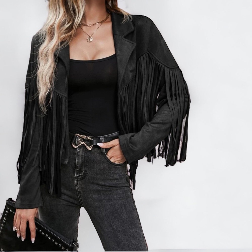 Black Fringe Light Jacket